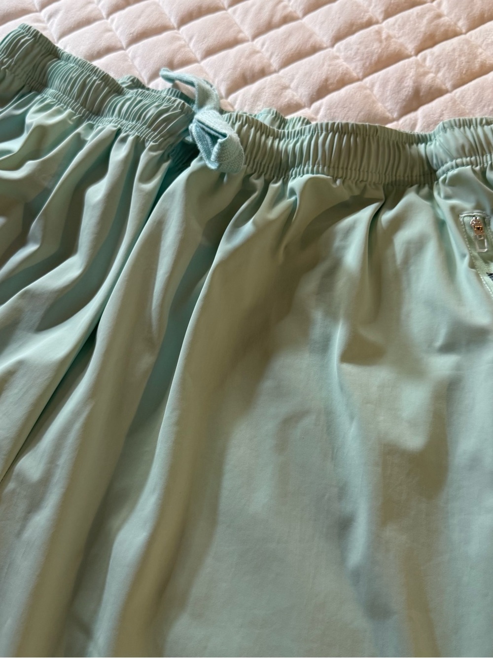 Mint Green Ice Silk Quick Dry Lounge Pants Drawstring Straight Leg Size M